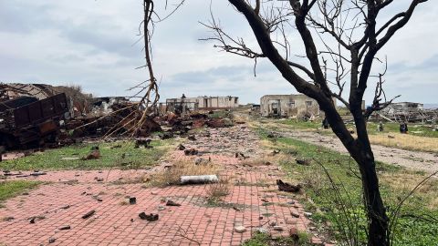 Unexploded ordnance and mines litter the rocky island.