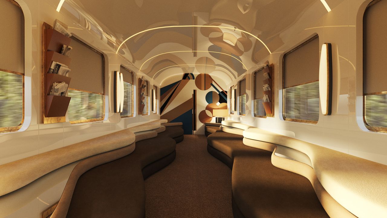 A rendering of the interior of the new Orient Express La Dolce Vita, which will debut in 2023.