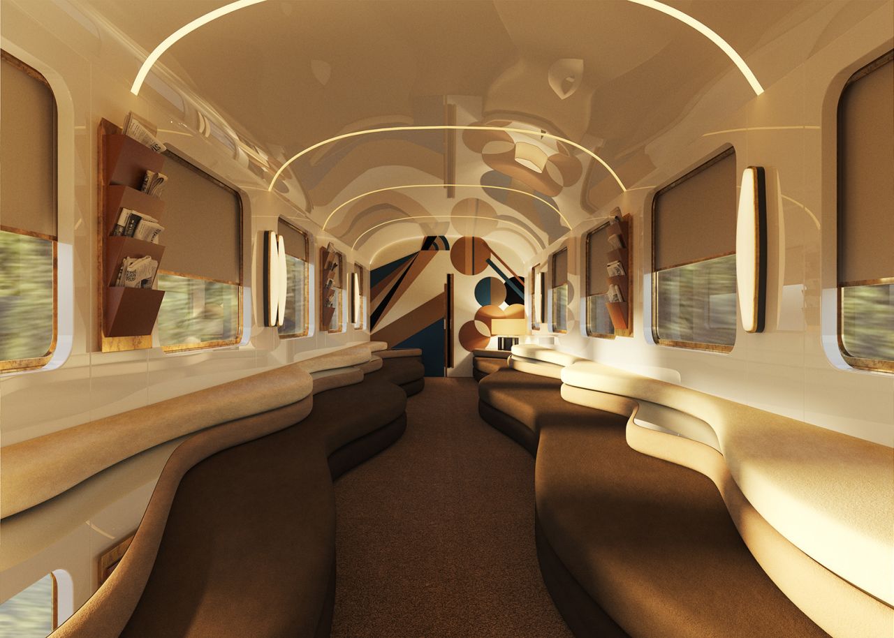 A rendering of the interior of the new Orient Express La Dolce Vita, which will debut in 2023.