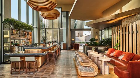 The Frank Gehry-designed Conrad Los Angeles features 305 plush rooms overlooking the City of Angels.