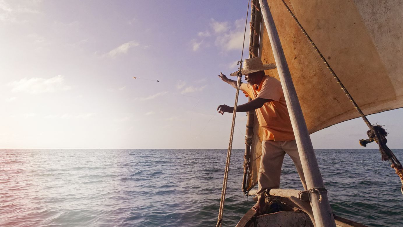 Ishaka, the main character featured in "Bahari Yetu," is pictured out fishing. The film is told in Swahili, from a first-person point of view. "We wanted to make a film that would speak to local communities because we wanted it as a tool of education," Bertolli says.