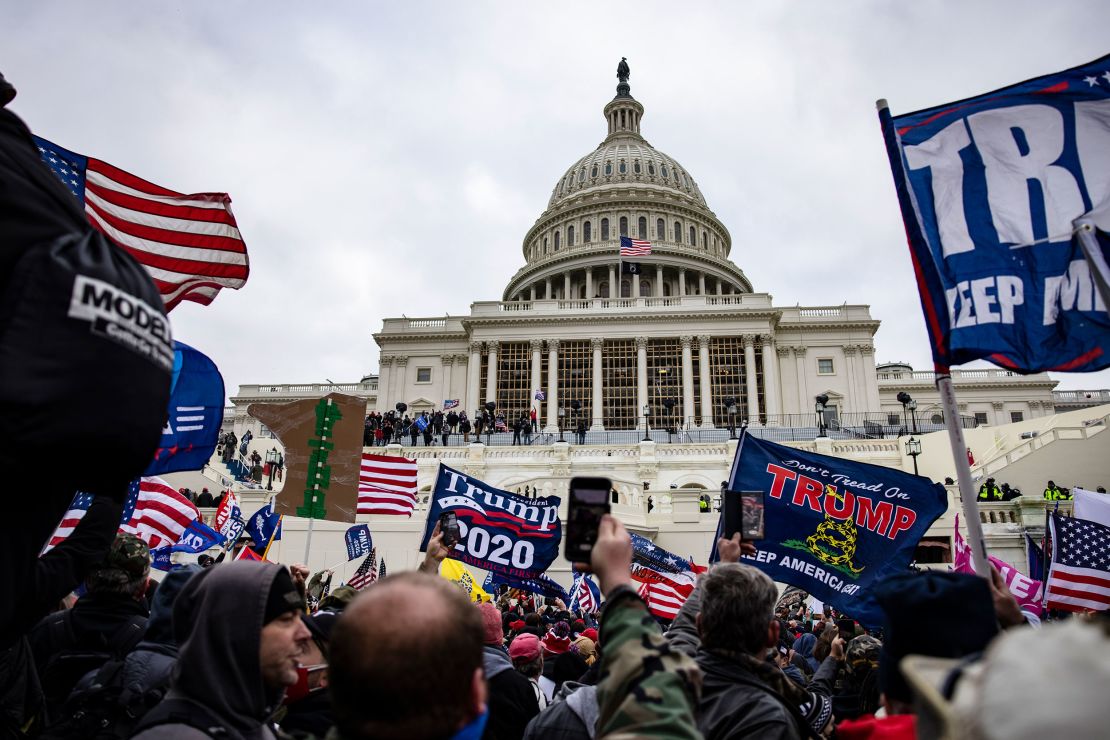 Pro-Trump supporters storm the US Capitol following a rally with President Donald Trump on January 6, 2021 in Washington.