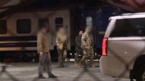 A video by Poland's CNN affiliate TVN captures the moment Zelenskiy arrived by train in Przemysl, near the Polish-Ukrainian border, on Wednesday, December 21, en route to Washington.