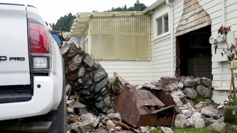 A home damaged by an earthquake can be seen in Rio Dell, California, Tuesday, December 20, 2022.