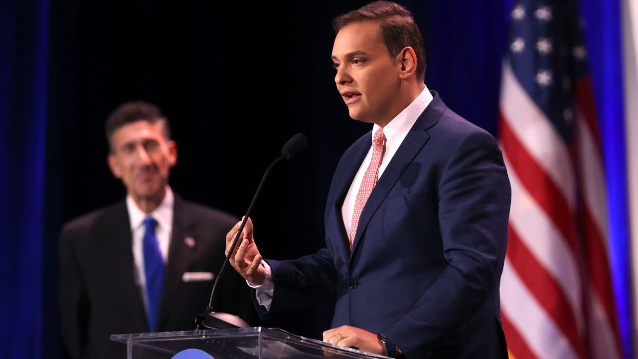 U.S. Representative-elect George Santos (R-NY) speaks at the Republican Jewish Coalition annual leadership meeting on November 19, 2022 in Las Vegas, Nevada. The meeting comes on the heels of former President Donald Trump becoming the first candidate to declare his intention to seek the GOP nomination in the 2024 presidential race.