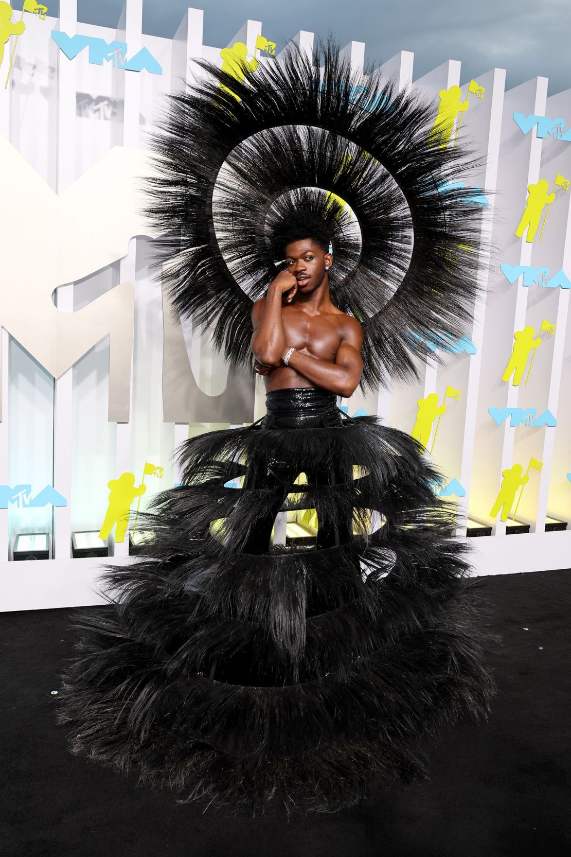 Lil Nas X wore a sculptural Harris Reed creation to the MTV Video Awards.