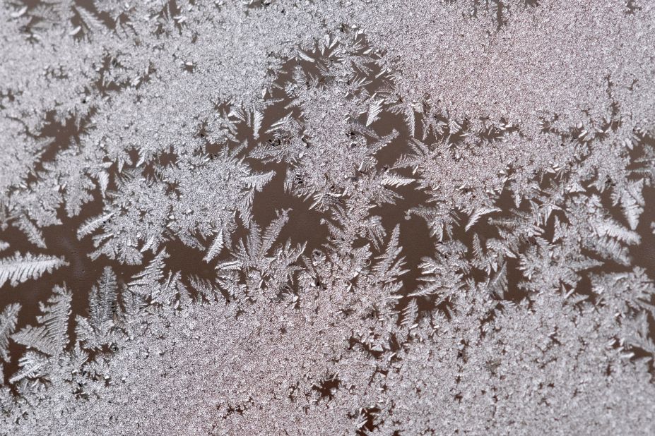 Ice collects on a window in Oklahoma City on December 22.