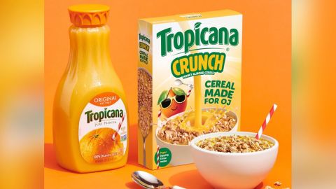 This cereal is supposed to be eaten with orange juice.