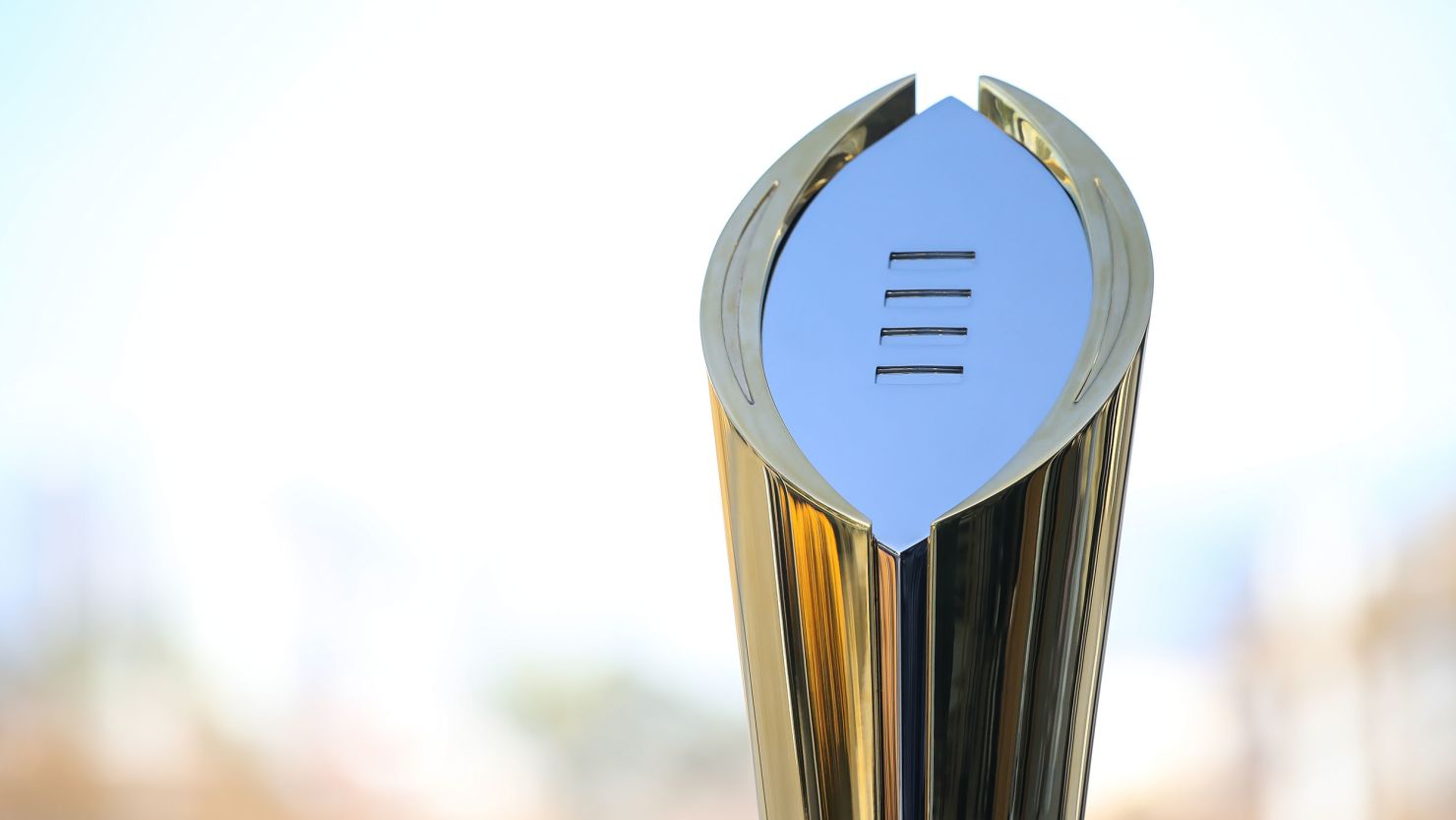 The College Football Playoff Trophy waits to be won.