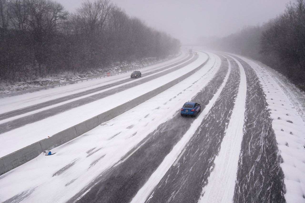 Vehicles travel along Interstate 44 on December 22, in St. Louis. 