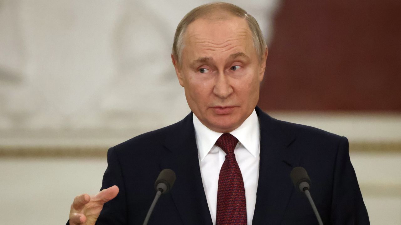 Russian President Vladimir Putin speaks at a briefing after the State Council meeting at the Kremlin on December 22, 2022 in Moscow.