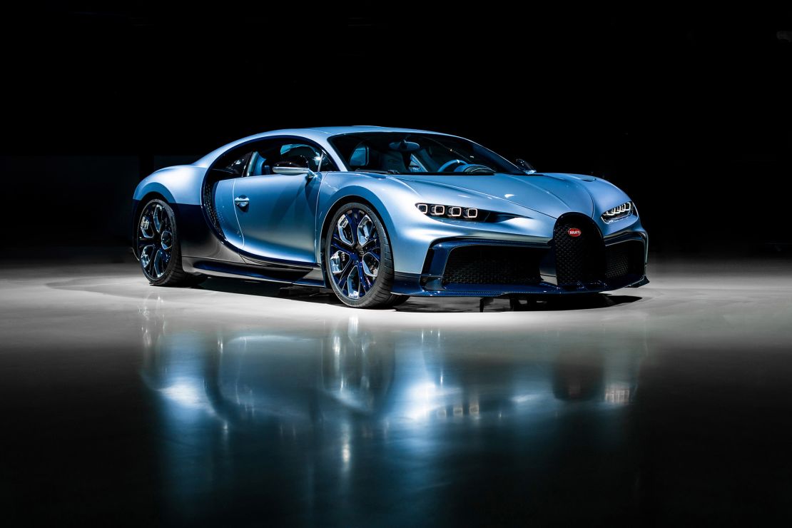 The Bugatti Chiron Profilée is painted in a special color called Argent Atlantique, a hue developed just for this car.