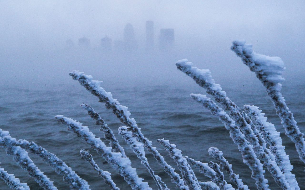 The Louisville skyline is obscured by steam rising from the Ohio River Friday on Friday, December 23.