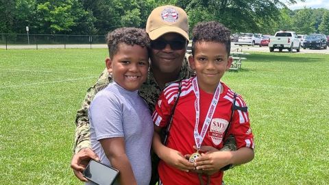 Silas and Caden Jones with their dad