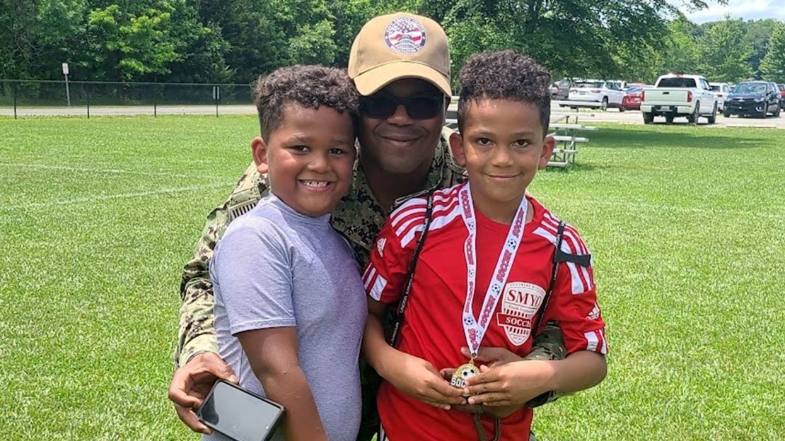 Silas and Caden Jones with their dad