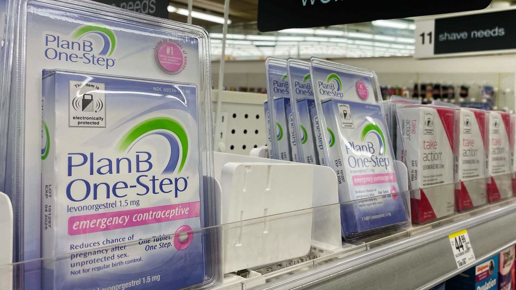 Plan-B, emergency contraceptive, on the self in a drug store in Annapolis, Maryland, on July 6, 2022. - The US Supreme Court ruling that overturned the right to abortion spurred a rush to prepare for an America where the procedure is banned in many states.
"Birth control," "IUD" and even medical sterilization have all jumped in internet search trends, and drugstore chains have limited purchases of so-called morning-after pills to cope with demand. (Photo by Jim WATSON / AFP) (Photo by JIM WATSON/AFP via Getty Images)
