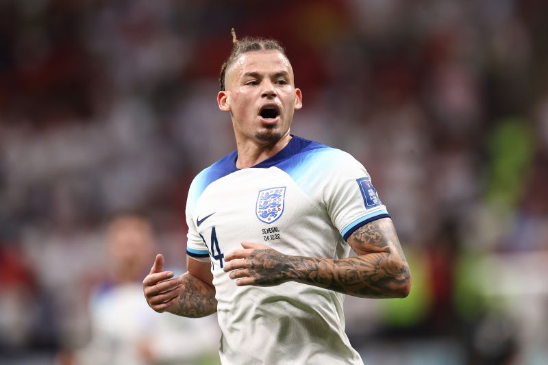 England's Kalvin Phillips plays in the World Cup match against Senegal on December 4, in Al Khor, Qatar.