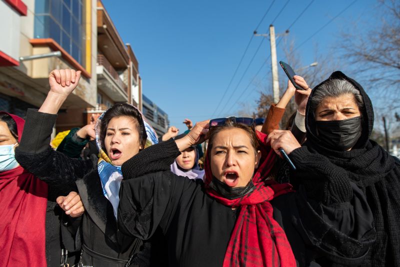 Taliban Use Water Cannon On Women Protesting Education Order In ...