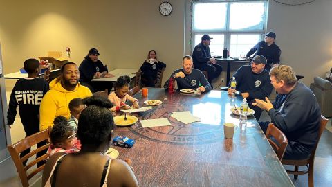 The family spent Christmas Eve and Christmas Day with firefighters.