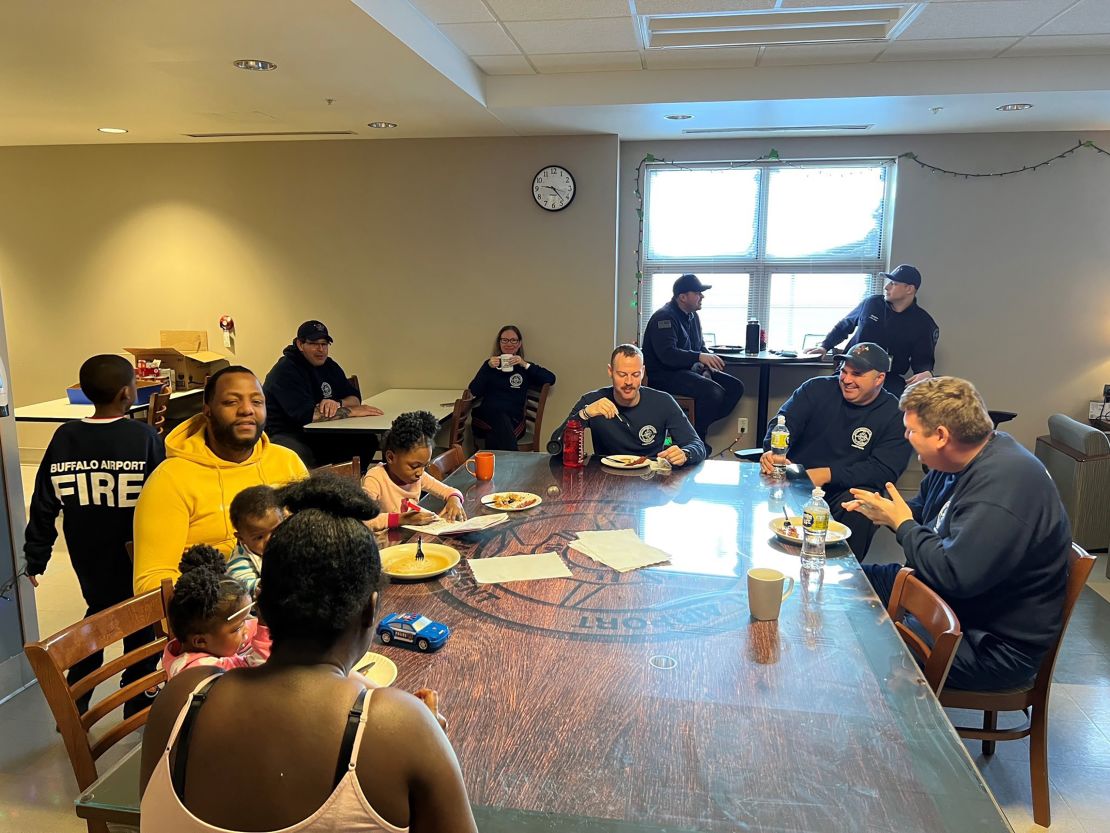 Danielle and Demetrice's family spent Christmas Eve and Christmas Day with the firefighters.