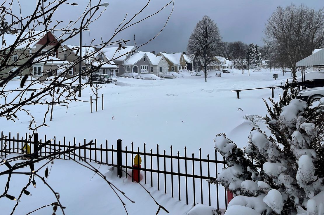 Snow blankets a neighborhood, December 25, 2022, in Buffalo, New York.