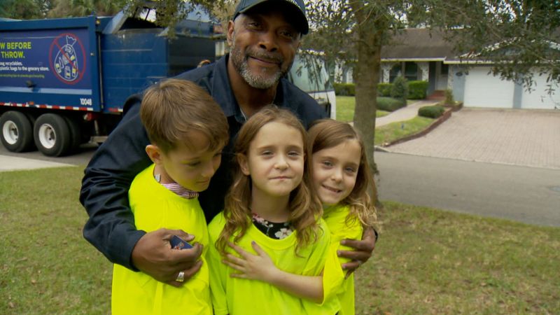 Watch: Triplets reunite with beloved trash collector years after mom’s sweet video went viral | CNN