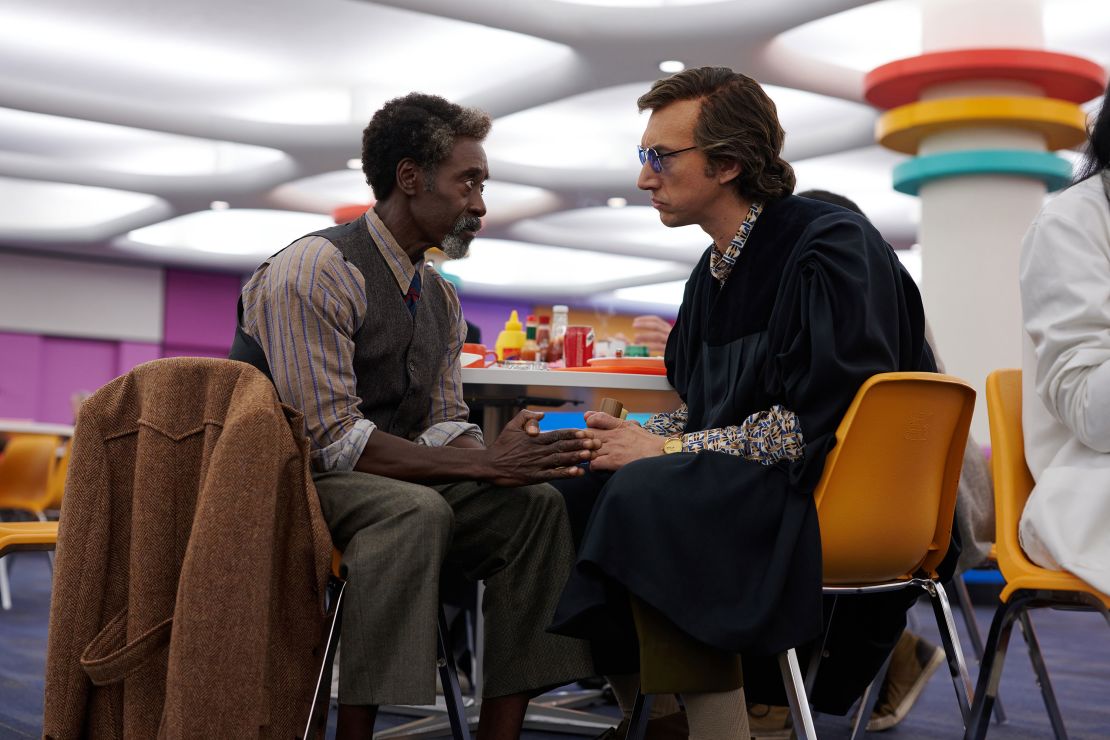 Don Cheadle, left, and Adam Driver star in "White Noise," which is streaming on Netflix.