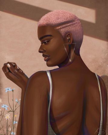 Olusanya says her work is a reflection of the things she sees around her. The hair color in this portrait, for example, was inspired by a friend. 