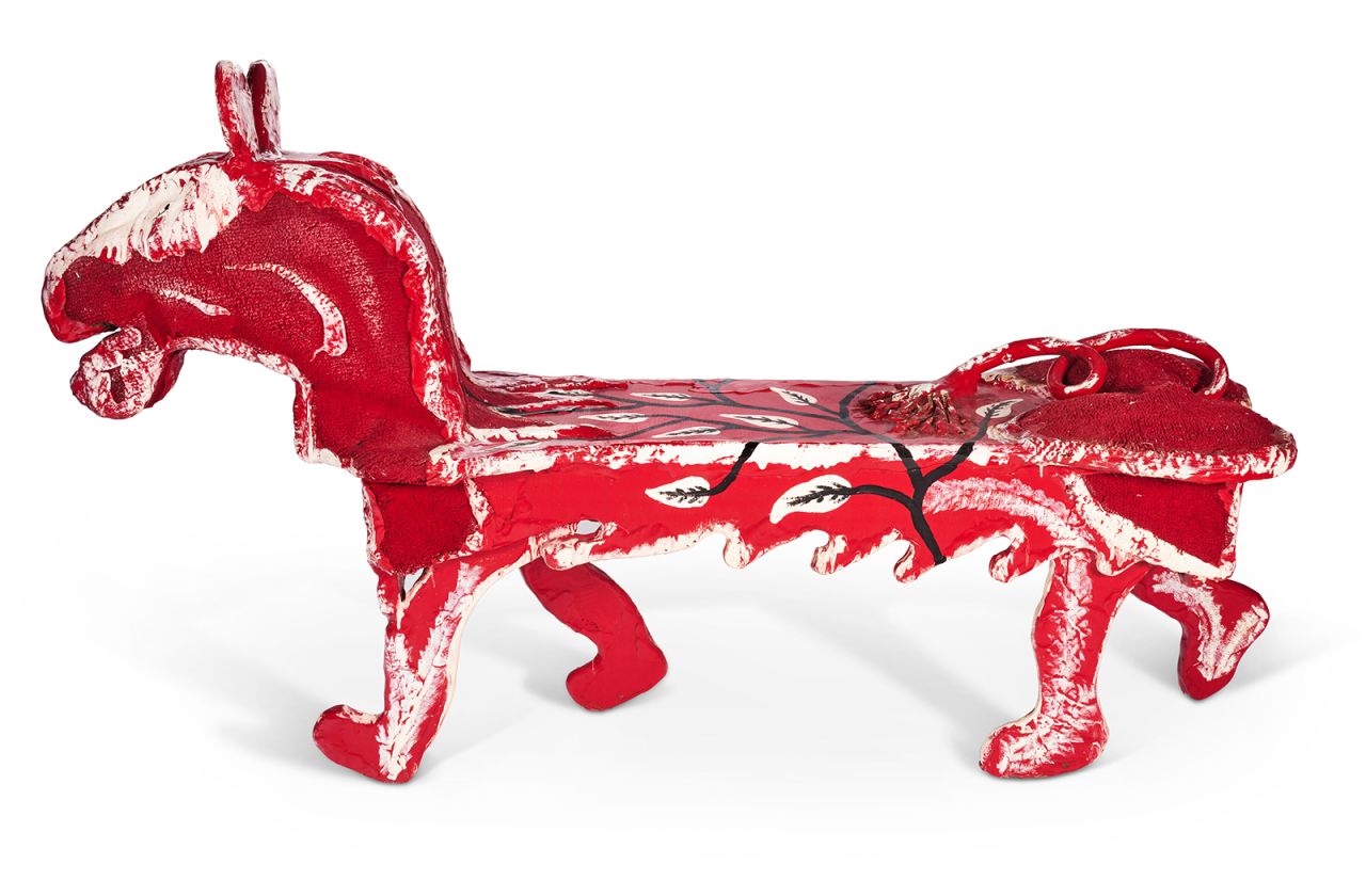 An animal bench by Thornton Dial Jr. 