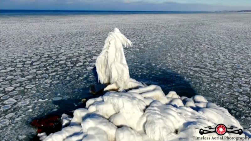 Video: Ice formations appear on Lake Michigan due to extreme cold | CNN