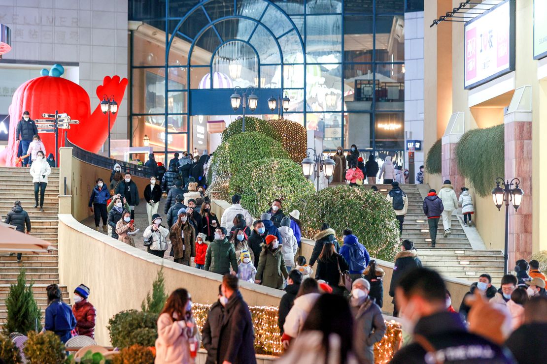 Citizens enjoy leisure time at Solana mall on December 24, 2022 in Beijing, China. Life in Beijing has gradually returned to normal following the government's pandemic policy changes.