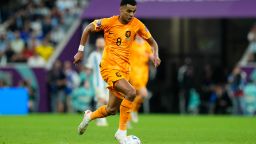 Cody Gakpo left winger of Netherlands and PSV Eindhoven during the FIFA World Cup Qatar 2022 quarter final match between Netherlands and Argentina at Lusail Stadium on December 9, 2022 in Lusail City, Qatar. 