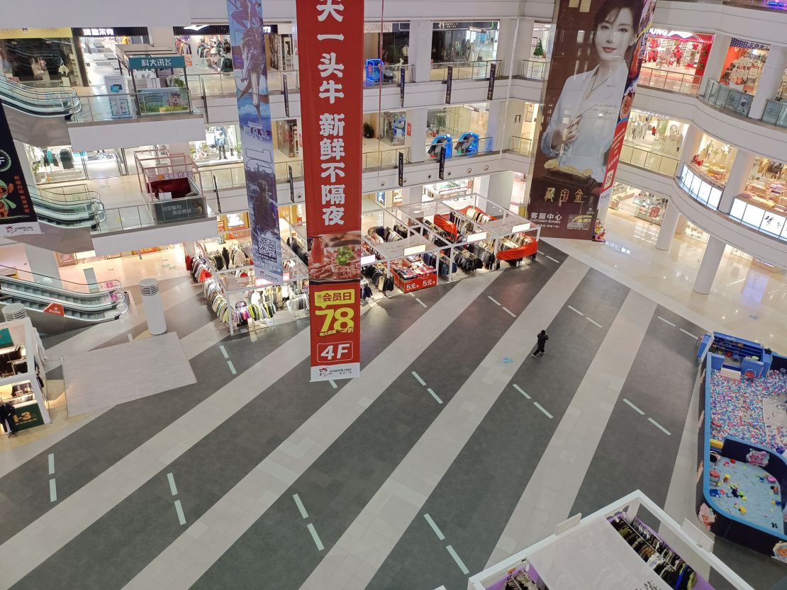 Few customers are seen at a shopping mall in Suqian, Jiangsu Province, China, December 26, 2022.