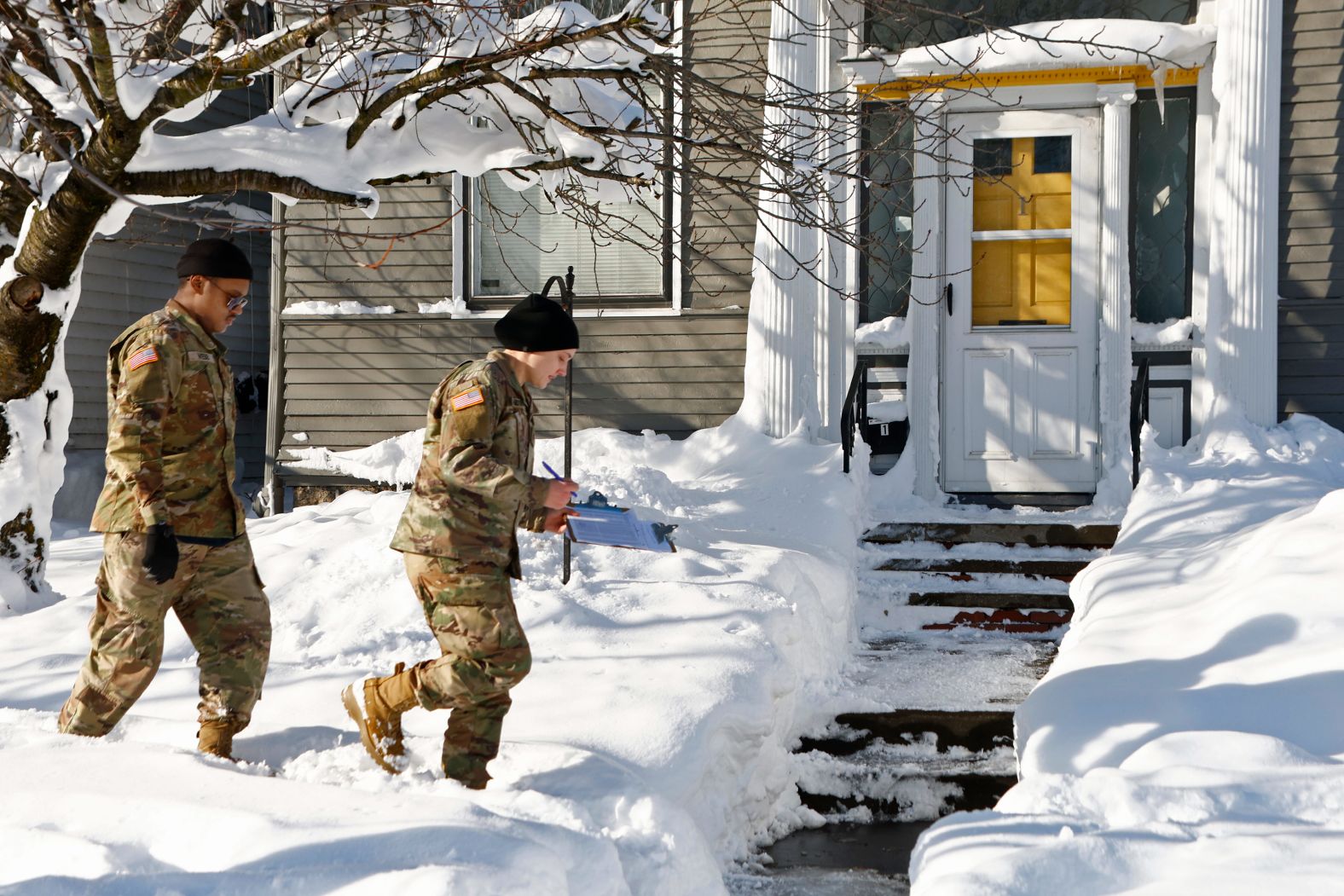 National Guard troops check on Buffalo residents on December 28.