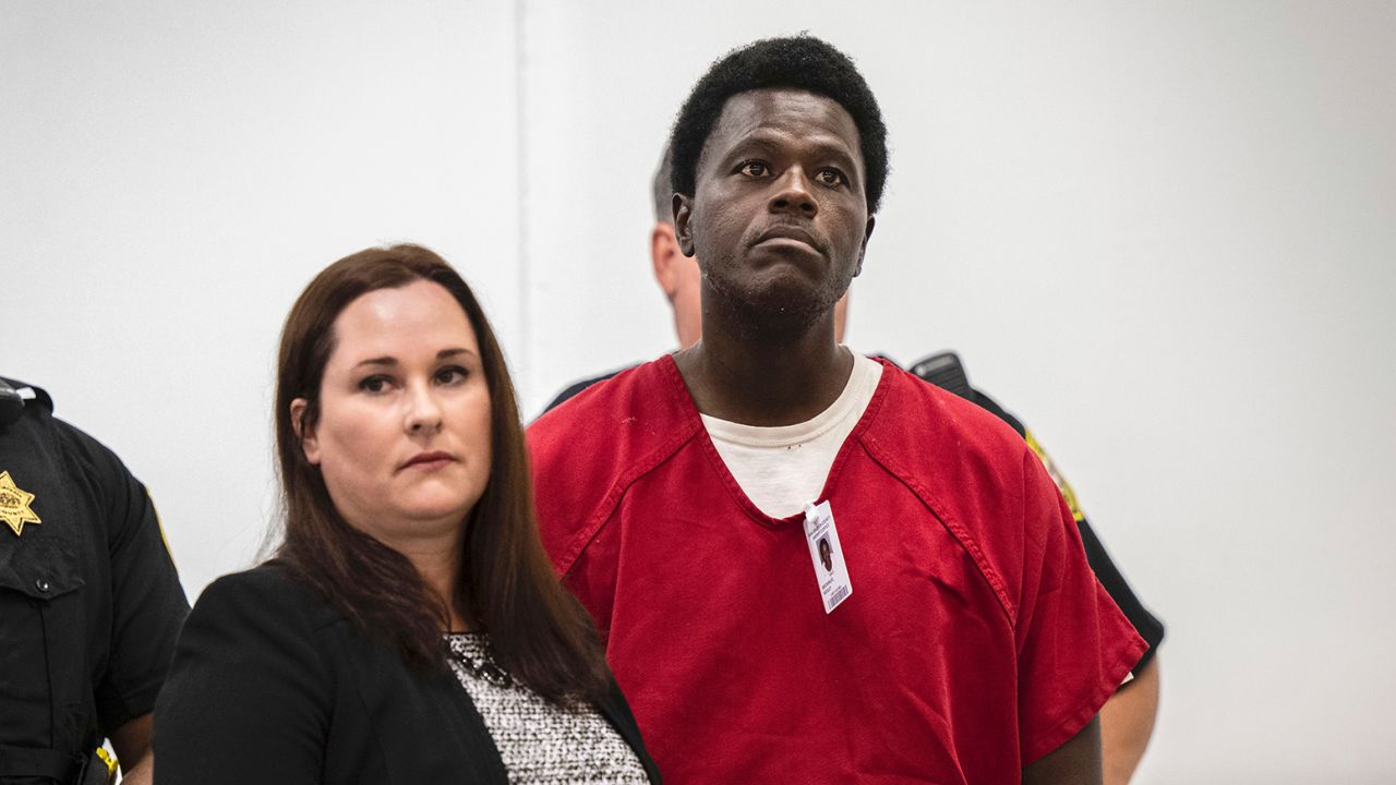 Wesley Brownlee, right, stands with public defender Allison Nobert during his arraignment in San Joaquin County Superior Court on Tuesday, October 18, 2022.