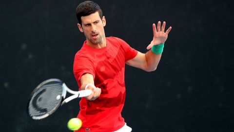 Djokovic practices ahead of the 2023 Adelaide International as he prepares for the Australian Open.