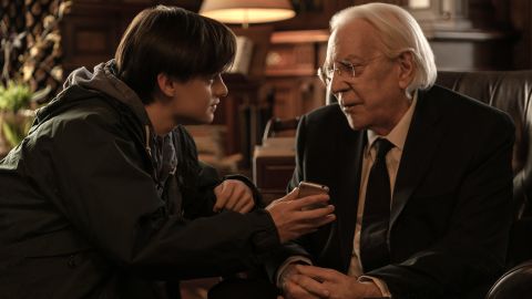 (From left) Jaeden Martell and Donald Sutherland in 'Mr. Harrigan's Phone.'
