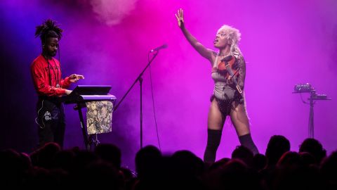 American singer and violinist Sudan Archives performs live on stage during a concert at the Metropol in Berlin, Germany, November 13, 2022.