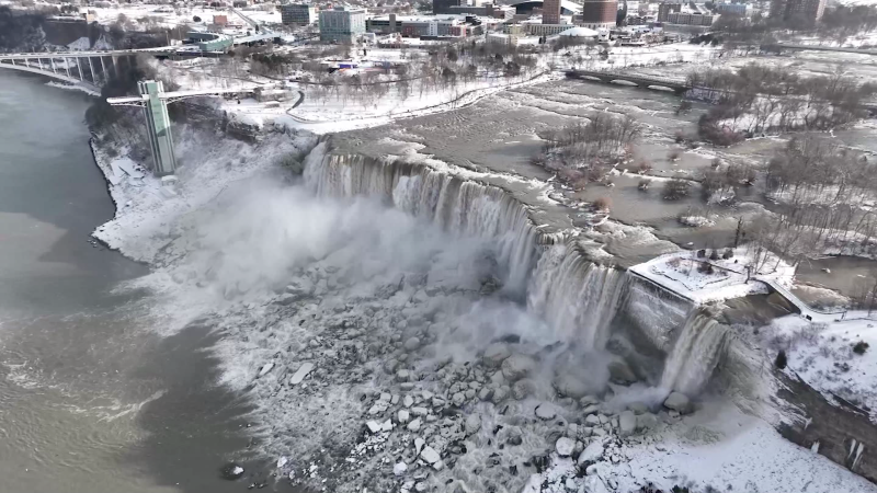 Video: See stunning footage of a partially frozen Niagara Falls | CNN