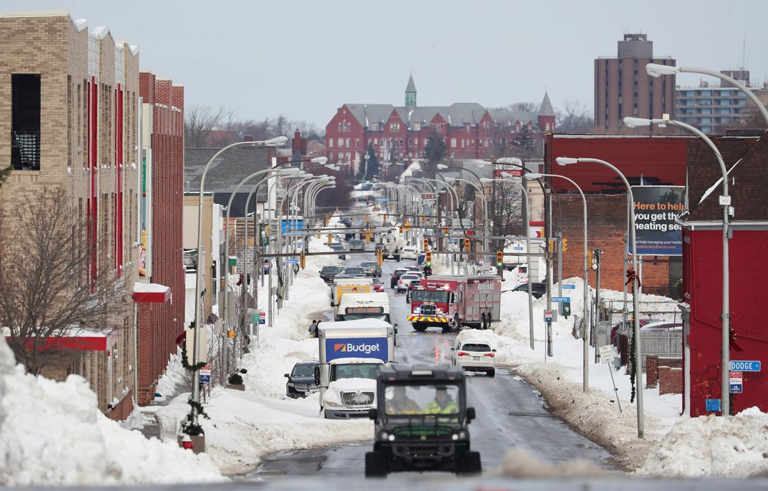 Vehicles drive Wednesday down Jefferson Avenue in Buffalo. 