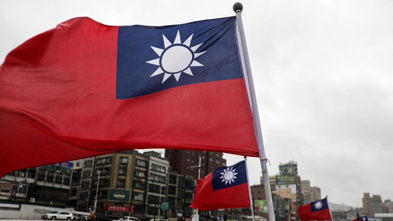 Taiwanese flags during the National Day celebration in Keelung, Taiwan, on Monday, October 10, 2022.