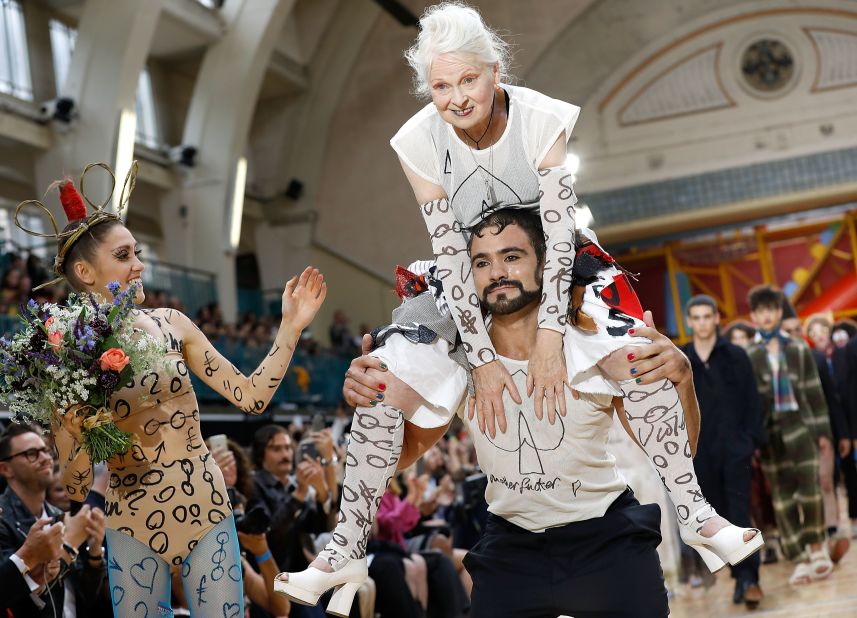 Vivenne Westwood on the runway during London Men's Fashion Week on June 12, 2017 in London, England.