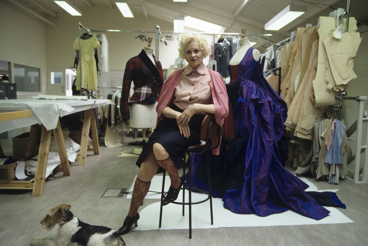 Vivienne Westwood pictured in her London studio in 1996. 