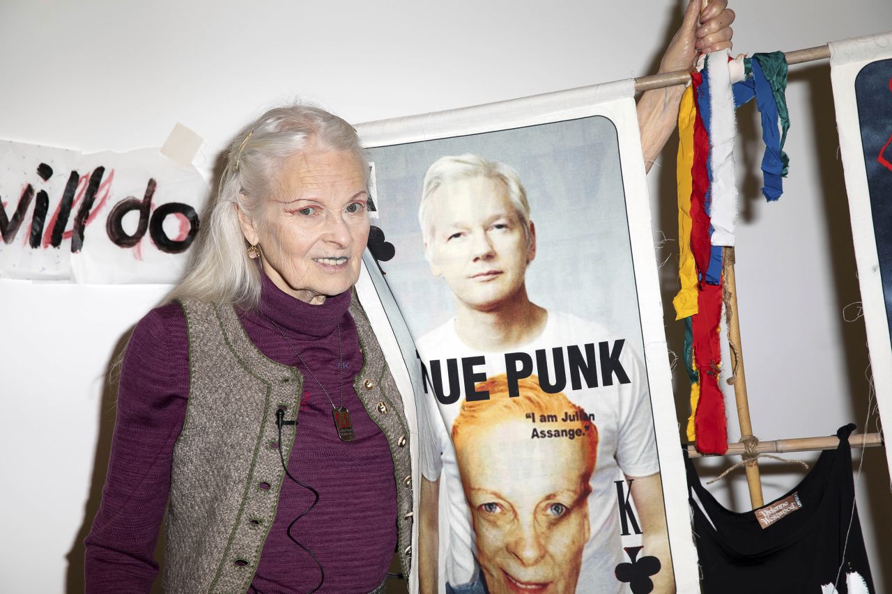 Fashion designer Vivienne Westwood poses for photographers at her Autumn-Winter 2020 fashion week showcase in London, England on February 14, 2020.