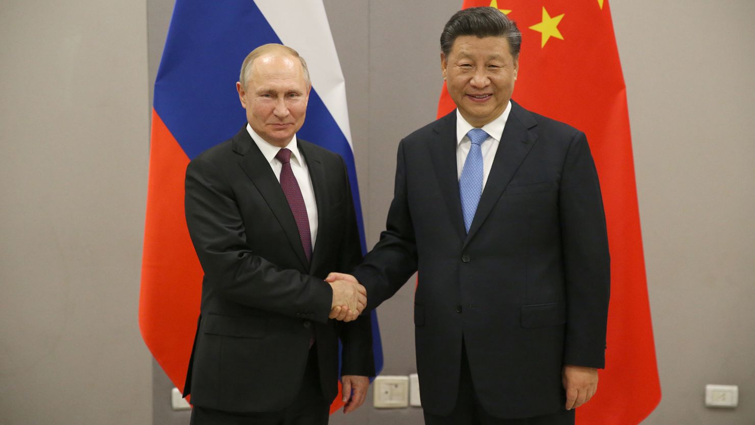 Russian President Vladimir Putin and Chinese leader Xi Jinping during a bilateral meeting on November 13, 2019 in Brasilia, Brazil.
