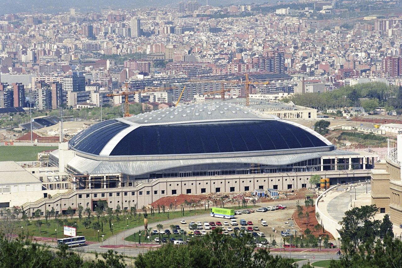 A photo of Palau Sant Jordi, an indoor sporting arena designed by the architect, taken on April 3, 1990. 
