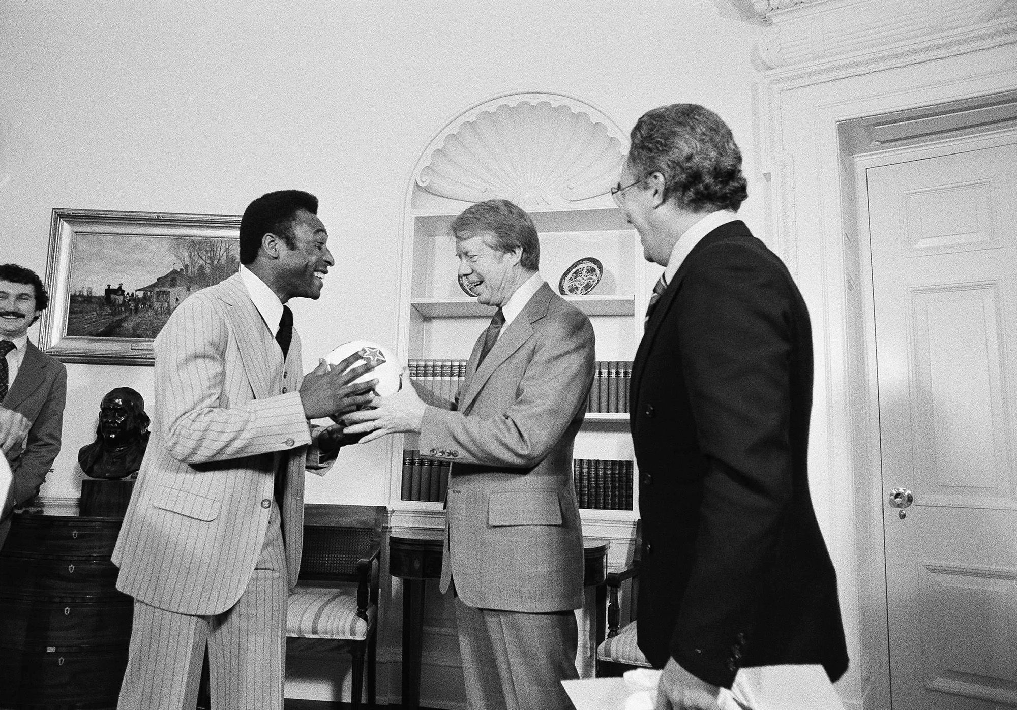 New York, USA. 05th Apr, 2023. (L-R) Pele 1975 New York Cosmos