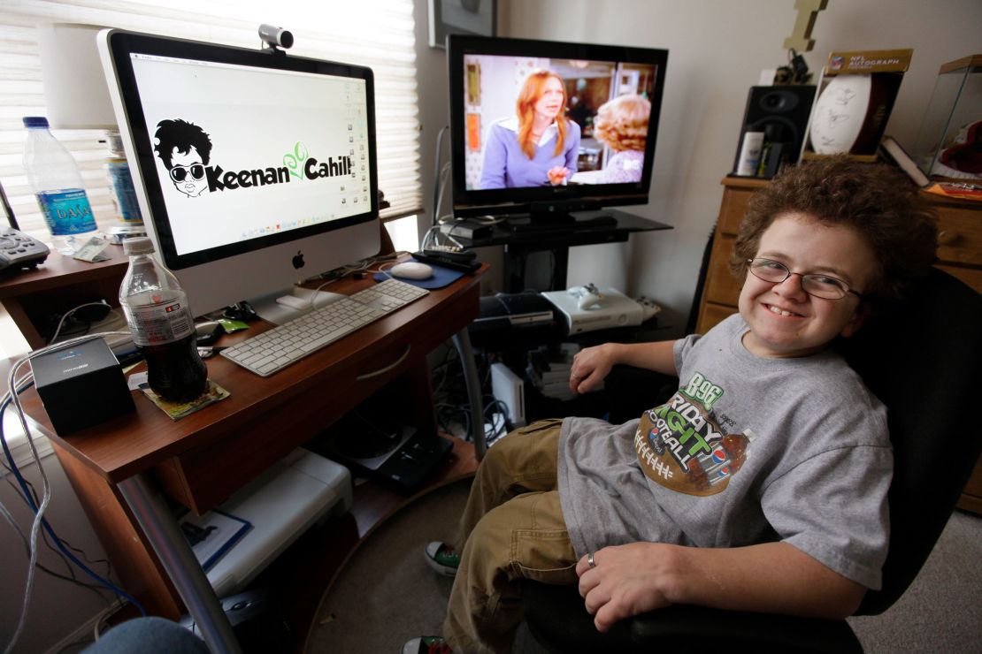 Keenan Cahill, then 16, pictured in the room where he became a viral sensation.