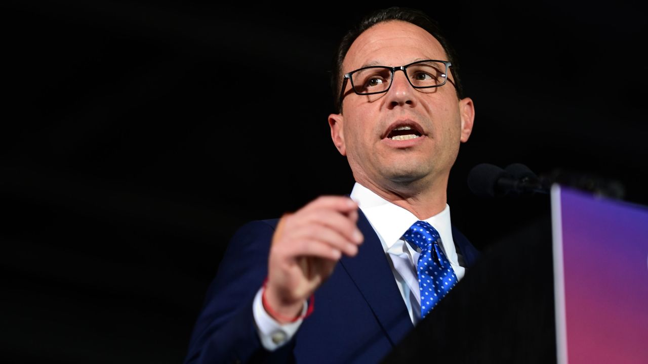 Democratic gubernatorial nominee Josh Shapiro gives a victory speech to supporters at the Greater Philadelphia Expo Center on November 8, 2022 in Oaks, Pennsylvania. 