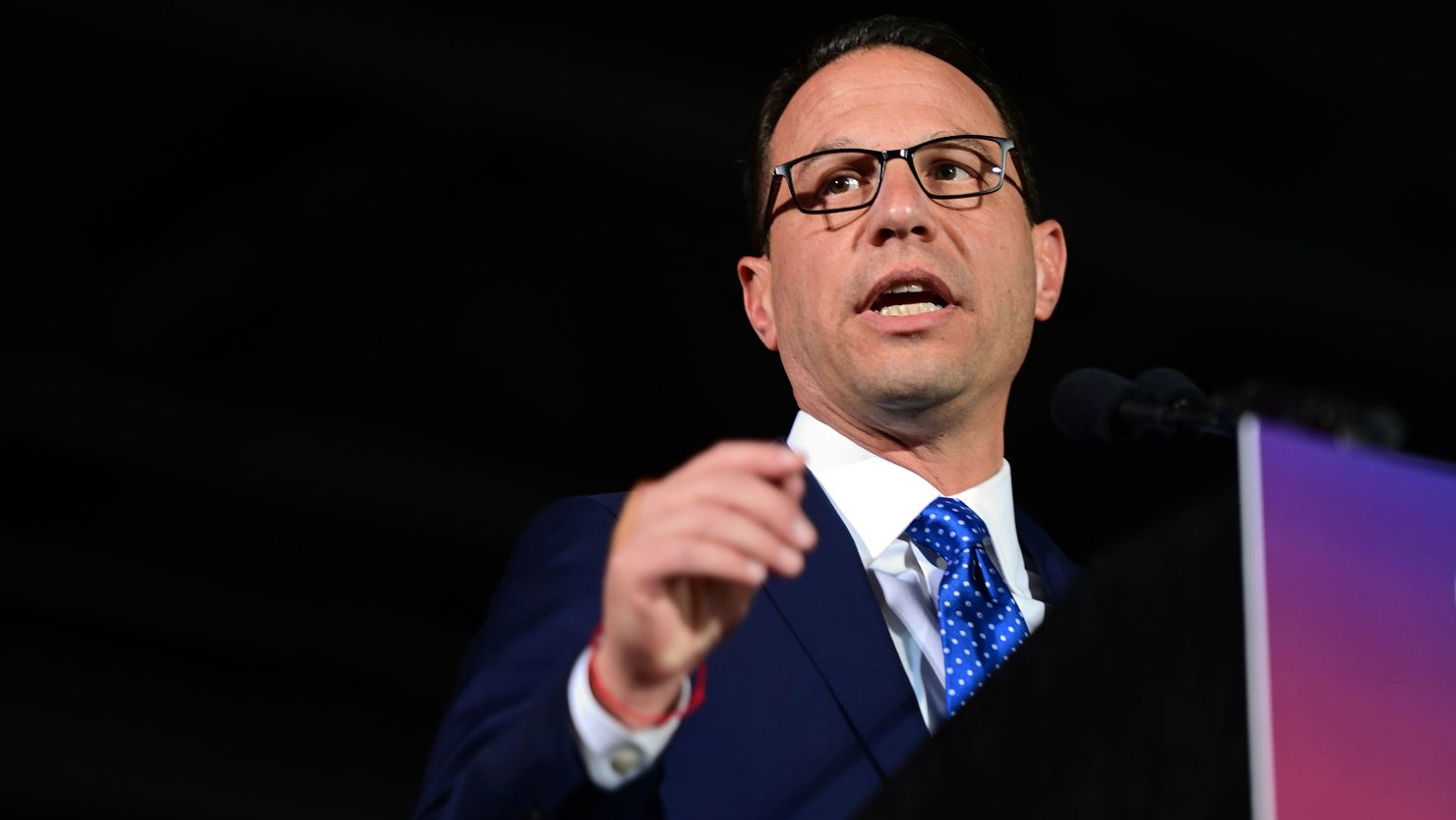 Pennsylvania Democrat Josh Shapiro gives a victory speech at the Greater Philadelphia Expo Center in Oaks on November 8, 2022, after winning his bid for governor. 